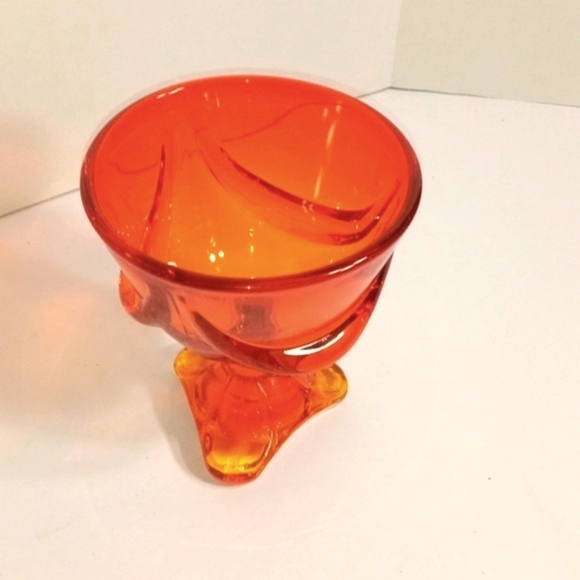 Viking Epic Drape Glitzy Orange/ Yellow Round Footed Compote VINTAGE - Picture 2 of 8